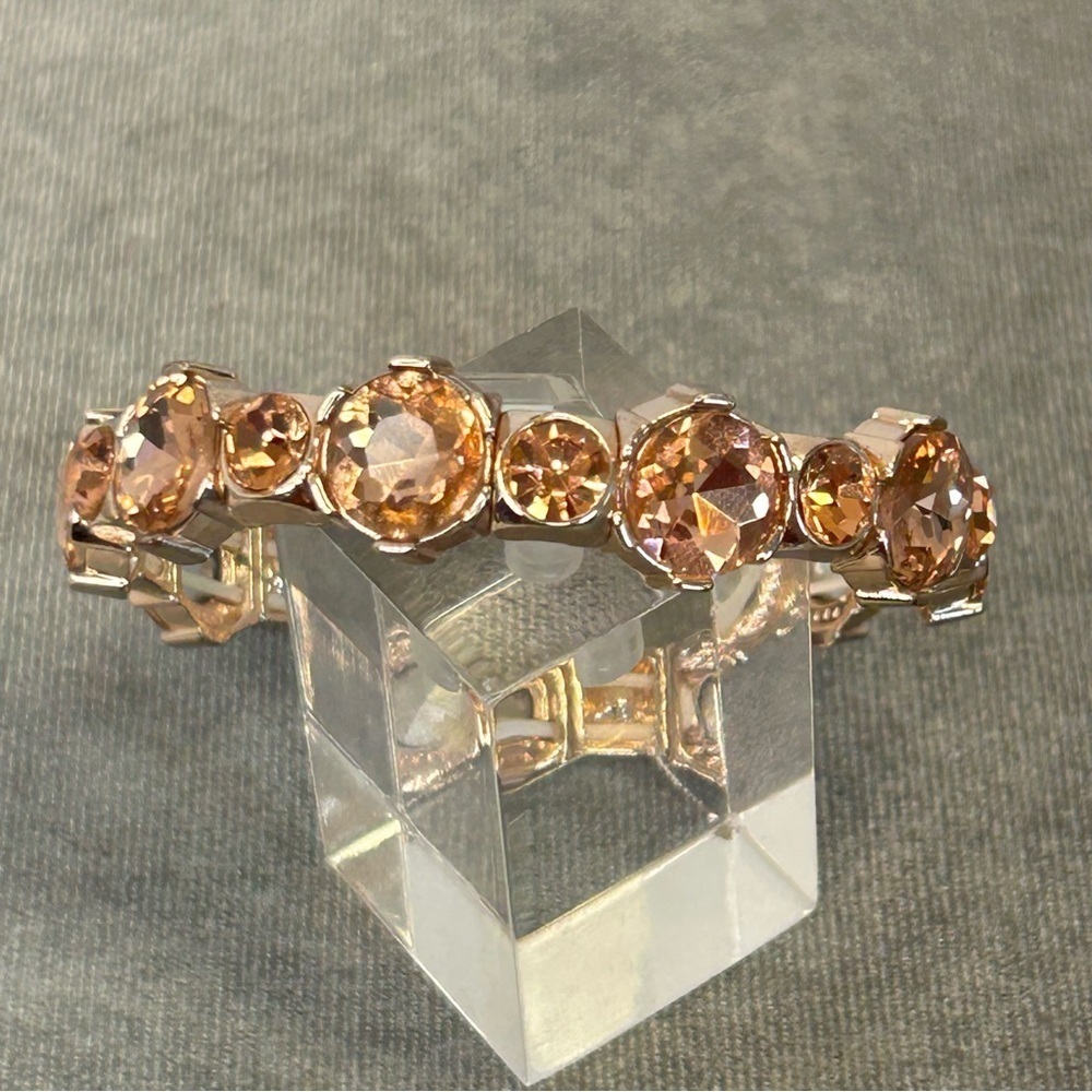 Rose gold coloured crystal rhinestone diamanté stretchy bracelet